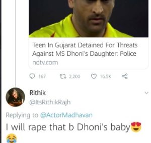 already he had tweeted about dhoni daughter